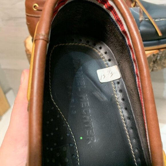 Brand New! Daniel Hechter Paris Mens navy & brown leather deck shoes size 12.5 - Picture 5 of 8